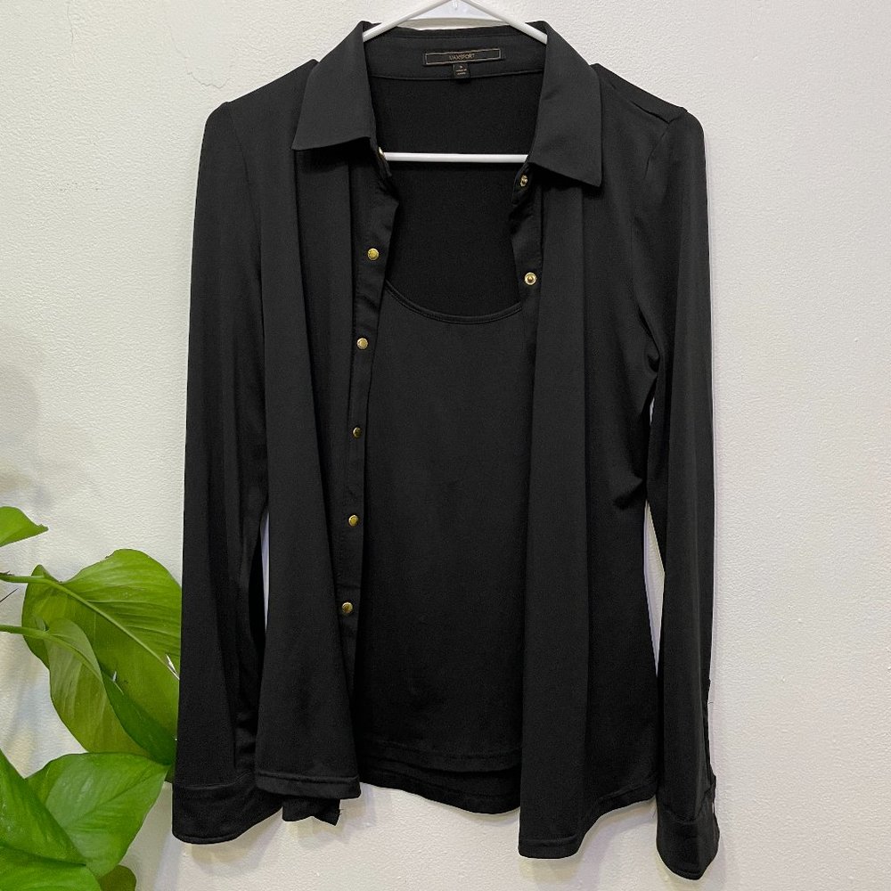 Maxsport Black Long-sleeve Button-up w. Undershirt